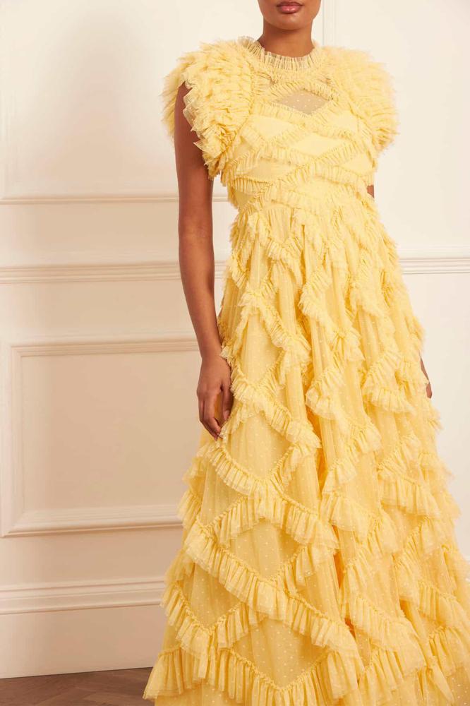 Needle & Thread CYBER SALE Genevieve Ruffle Gown - yellow