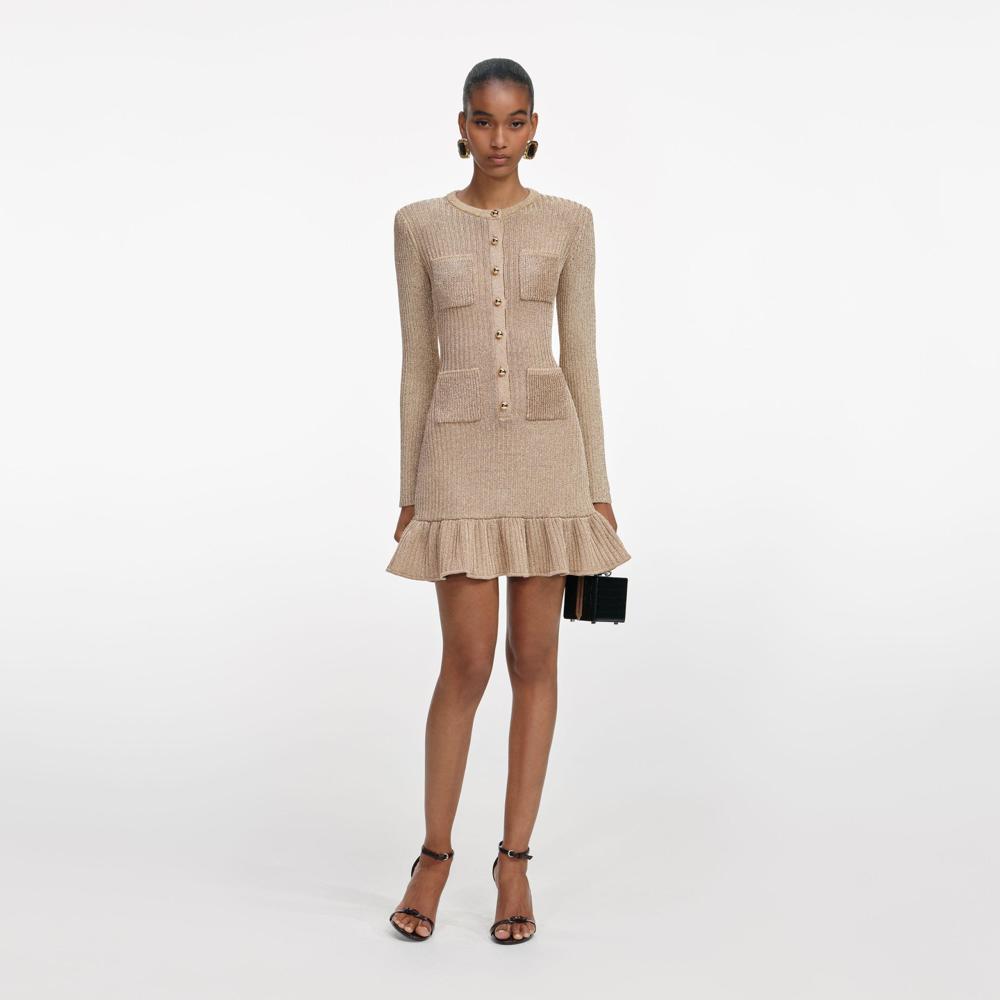 SP VIP PRICE Gold Lurex Knit Mini Dress