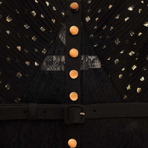 SP VIP PRICE Black And Gold Chiffon Maxi Dress