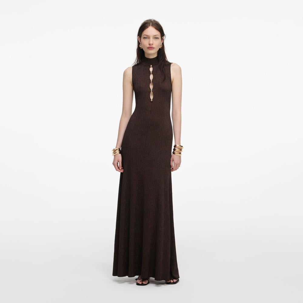 SP VIP PRICE Brown Lurex Knit Maxi Dress