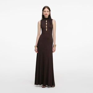SP VIP PRICE Brown Lurex Knit Maxi Dress