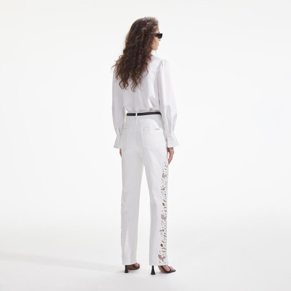 SELF PORTRAIT SS24 White Cutwork Denim Jeans