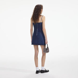 SELF PORTRAIT SS24 Diamante Denim Mini Dress