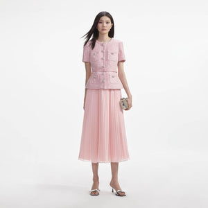 SELF PORTRAIT SS24 Pink Boucle Midi Dress