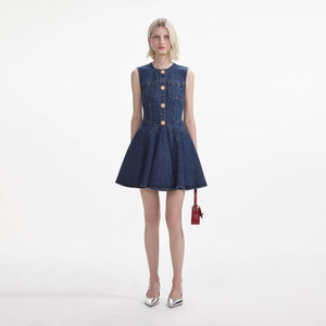 SELF PORTRAIT SS24 Denim Skater Mini Dress