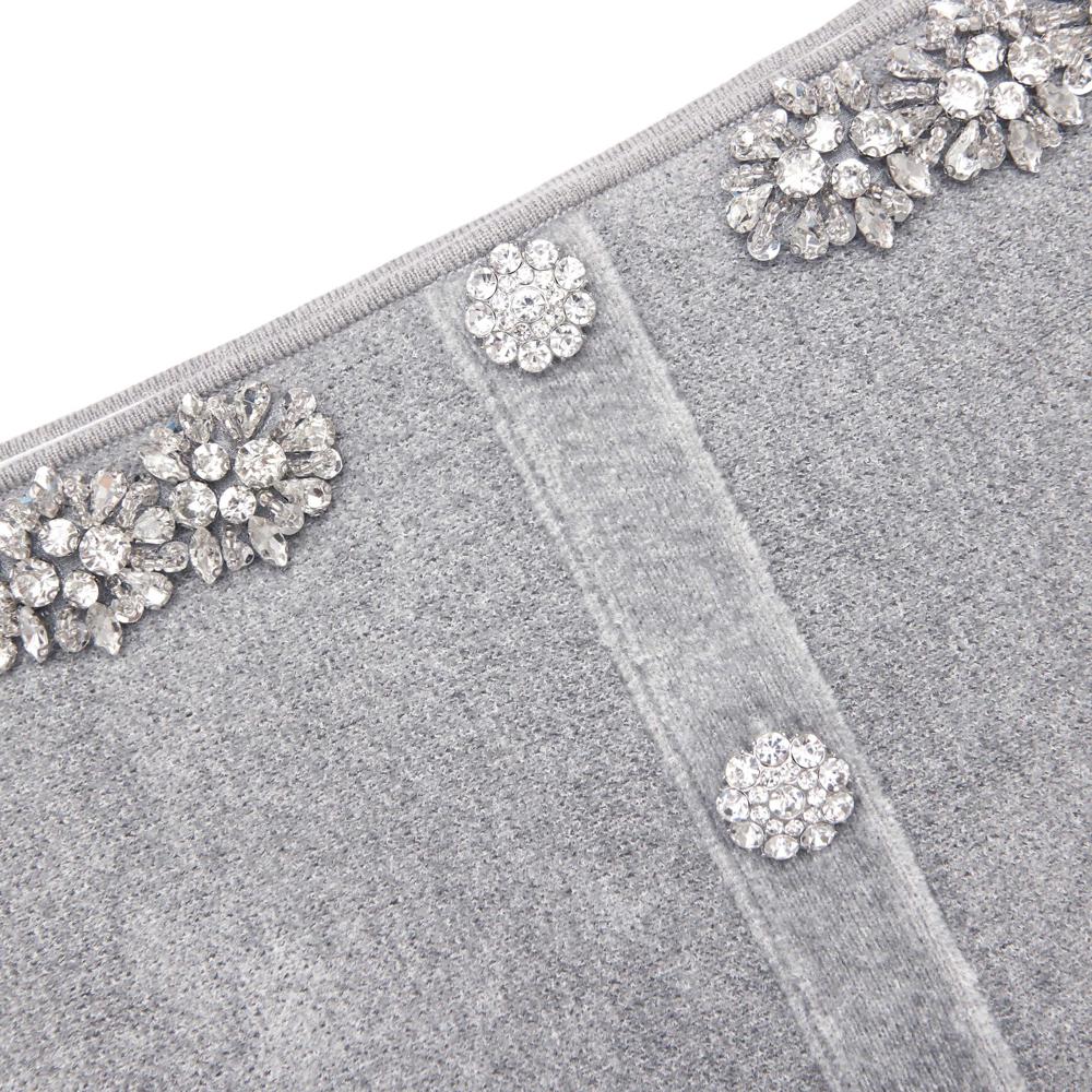 SP VIP PRICE Grey Chenille Knit Crystal Trim Top