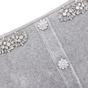 SP VIP PRICE Grey Chenille Knit Crystal Trim Top