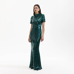 SELF PORTRAIT BLACK FRIDAY SALE Teal Sequin Maxi Dress