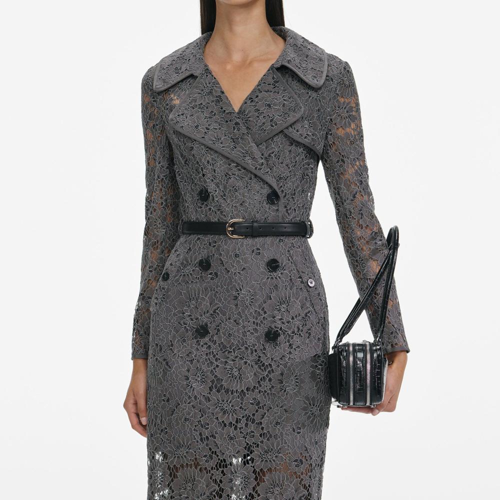 SP VIP PRICE Grey Floral Lace Midi Dress