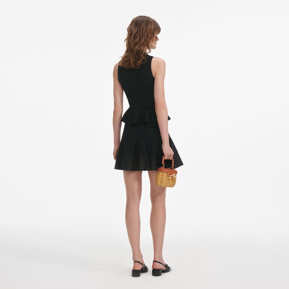 SP VIP PRICE Black Pointelle Knit Mini Dress