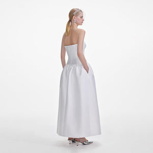 SELF PORTRAIT SS25 VIP PRICE White Taffeta Maxi Dress