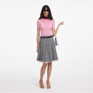 SP VIP PRICE Pink Viscose Knit Short Sleeve Top