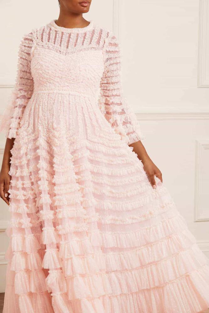 Needle & Thread CYBER SALE La Vie En Rose Round Neck Gown - pink