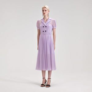 SELF PORTRAIT BLACK FRIDAY SALE Lilac Chiffon Pleated Collar Midi Dress