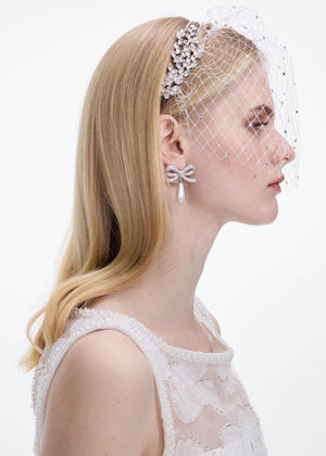 SP VIP PRICE Crystal Bow Pearl Droplet Earrings