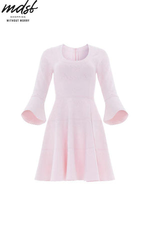 Needle & Thread CHRISTMAS SALE Pretty Pointelle Knit Scoop Neck Mini Dress - pink