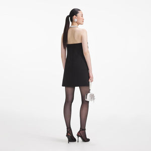 SELF PORTRAIT SS24 Black Crepe Bandeau Mini Dress