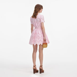 SP VIP PRICE Pink Cotton Broderie Mini Dress