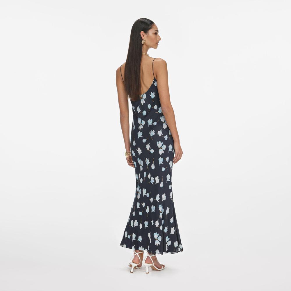 SP VIP PRICE Navy Floral Rhinestone Midi Dress