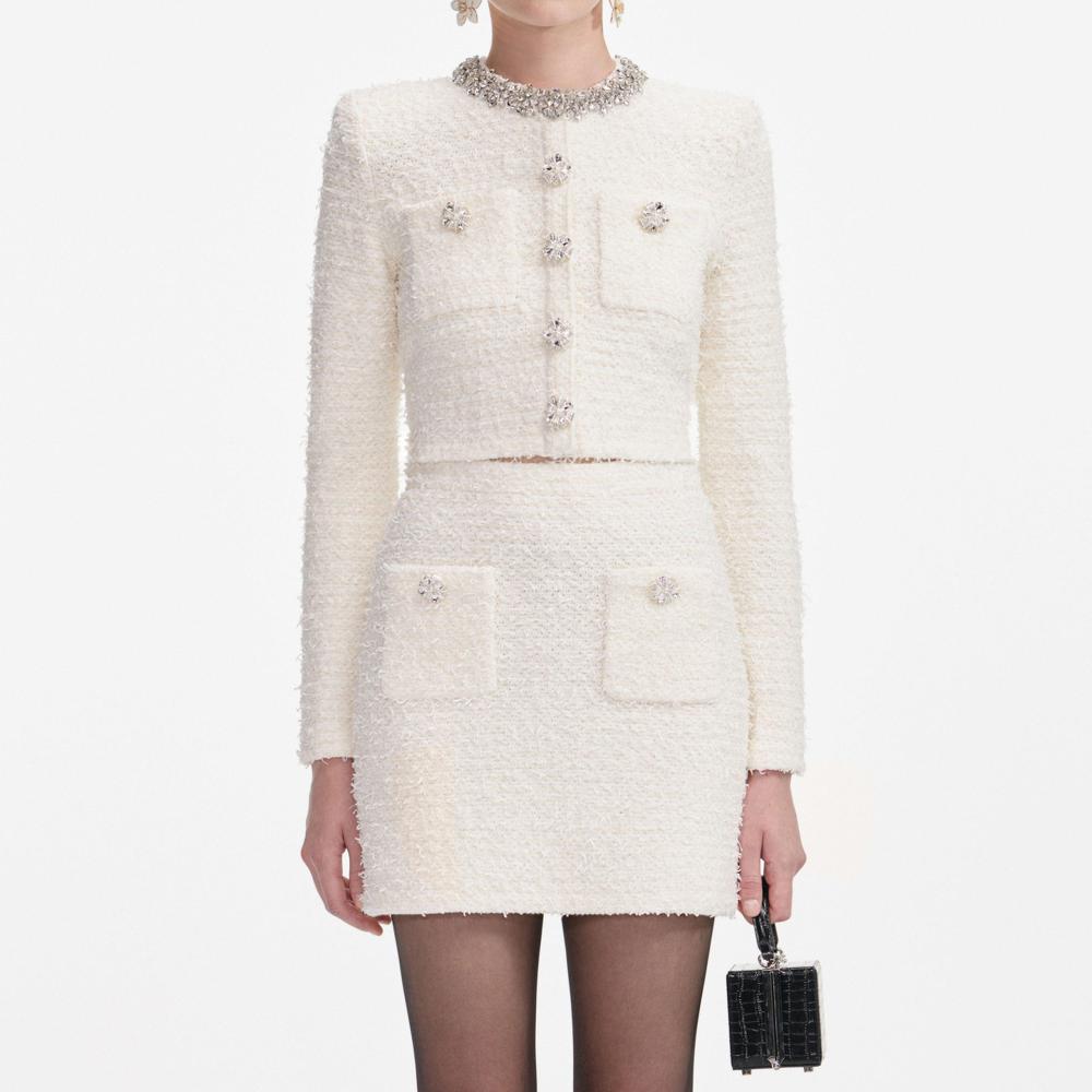 SP VIP PRICE Cream Textured Knit Mini Skirt