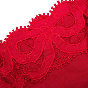 SP VIP PRICE Red Linen Lace Insert Mini Dress