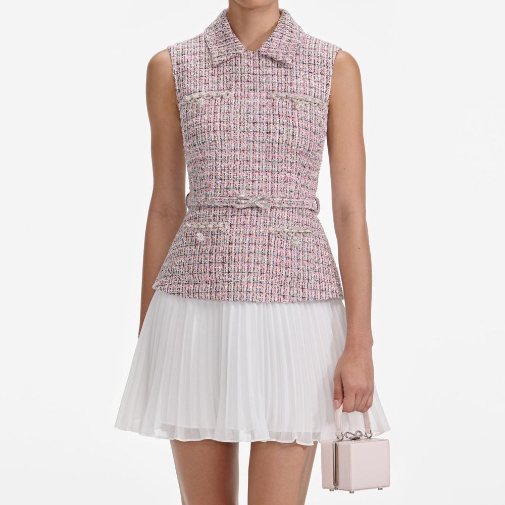 SP VIP PRICE Pink Boucle Chiffon Mini Dress