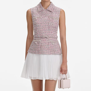SP VIP PRICE Pink Boucle Chiffon Mini Dress