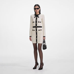 SP VIP PRICE Cream Sequin Pussy Bow Cardigan