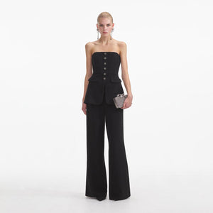 SELF PORTRAIT SS24 Black Bandeau Crepe Jumpsuit