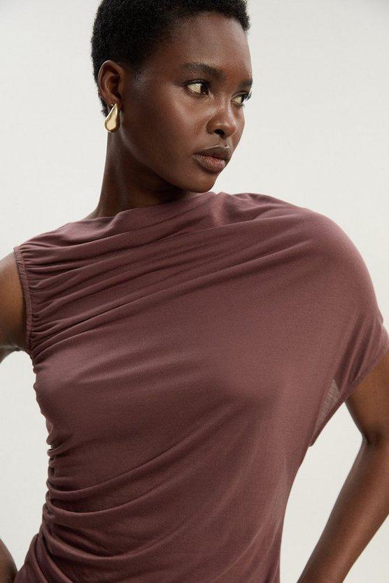 Karen Millen UK SALE Tencel Ruched Detail Top - rose