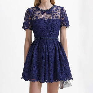 SELF PORTRAIT BLACK FRIDAY SALE Navy Lace Embellished Mini Dress