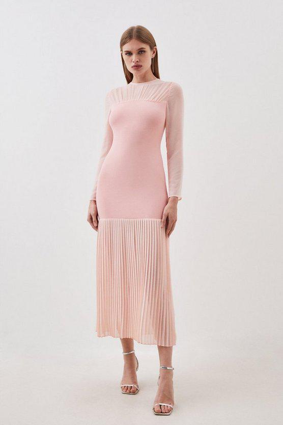 Karen Millen UK SALE Figure Form Woven Bandage Knit Mix Dress