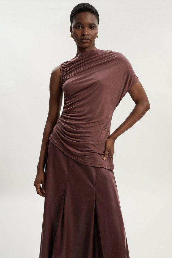 Karen Millen UK SALE Tencel Ruched Detail Top - rose