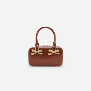 SELF PORTRAIT SS24 Brown Leather Mini Tote Bag