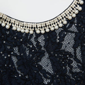 SP VIP PRICE Navy Lace Embellished Midi Dress