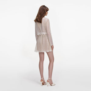 SP VIP PRICE Cream Organza Lace Mini Dress