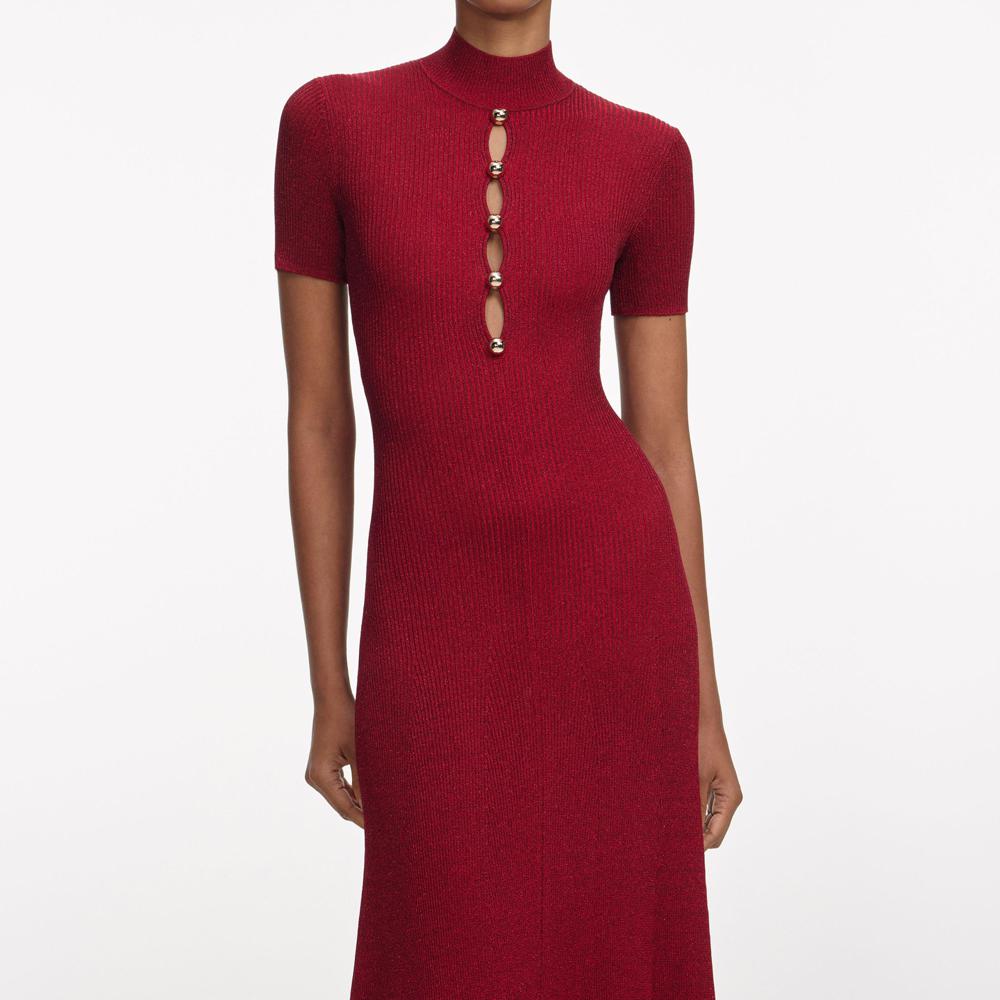SP VIP PRICE Red Lurex Knit Maxi Dress