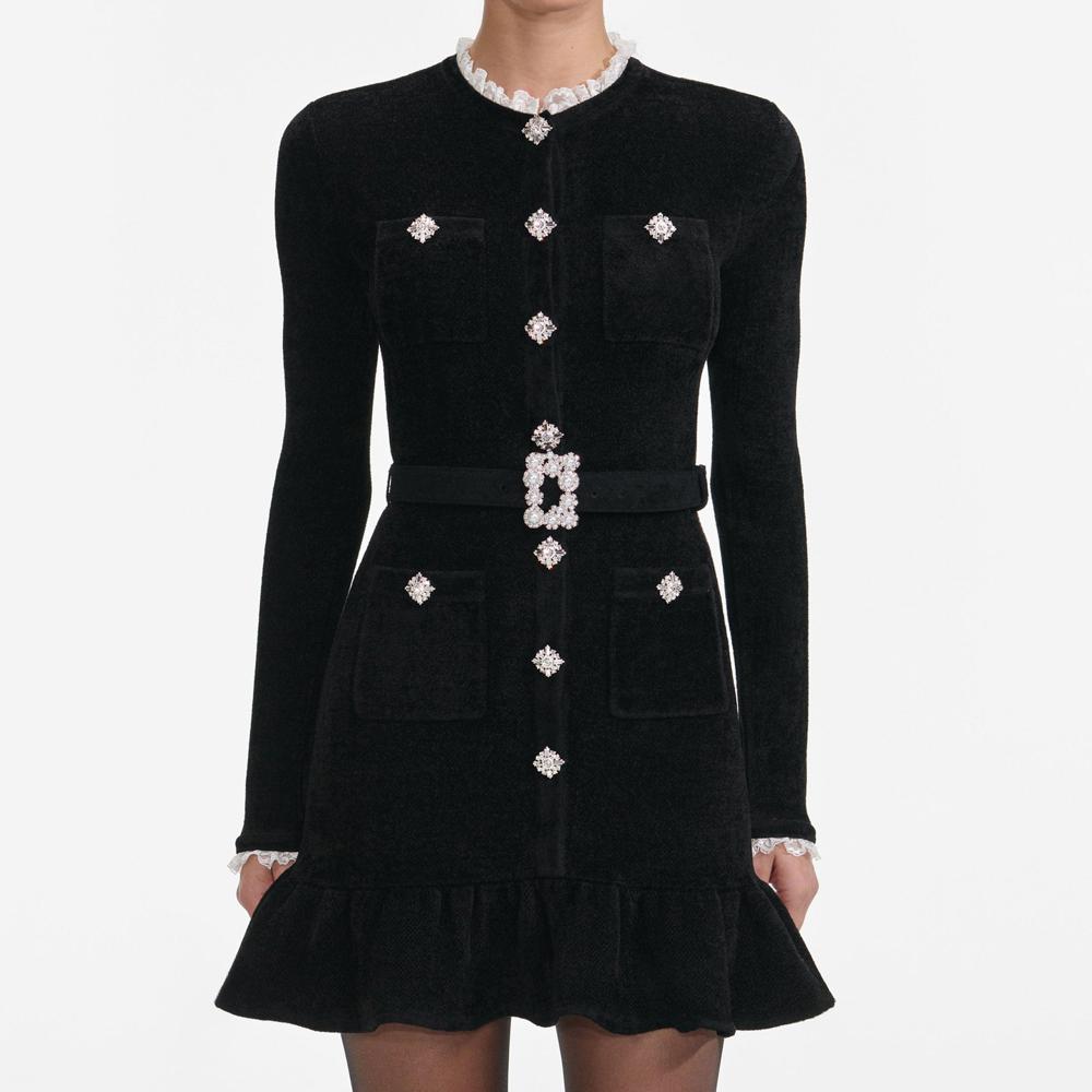 SP VIP PRICE Black Chenille Knit Mini Dress