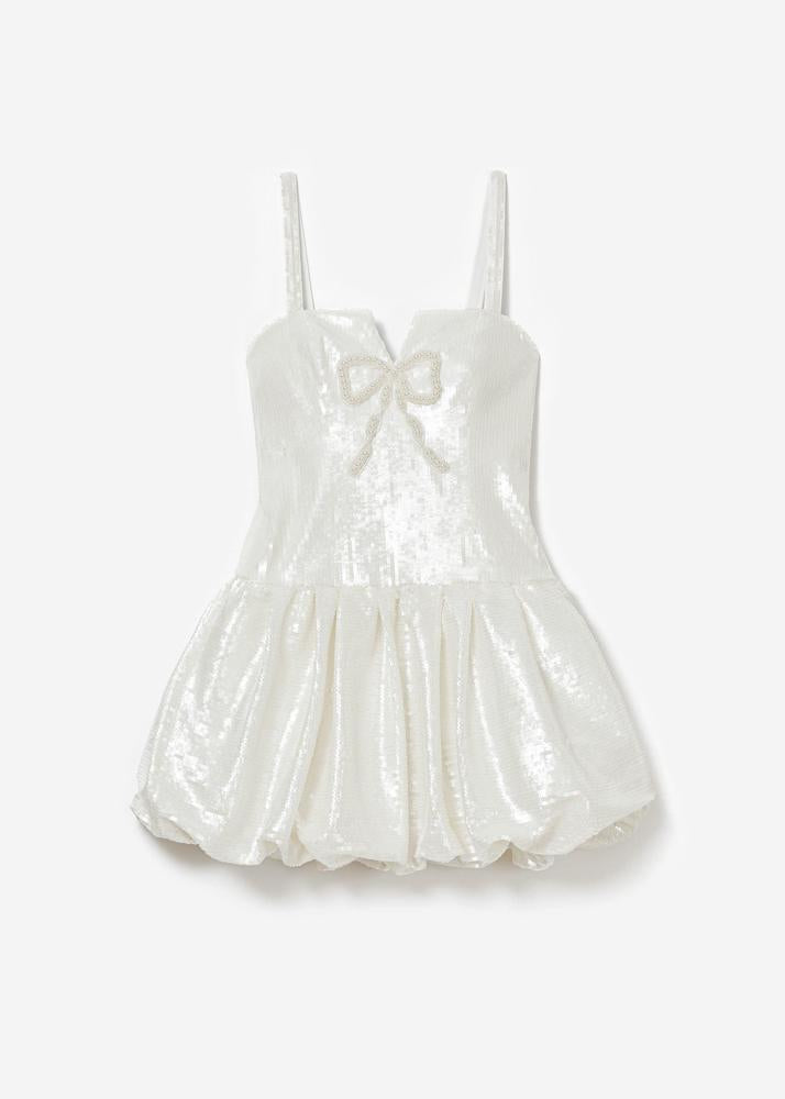 SELF PORTRAIT SS24 Cream Sequin Bow Mini Dress