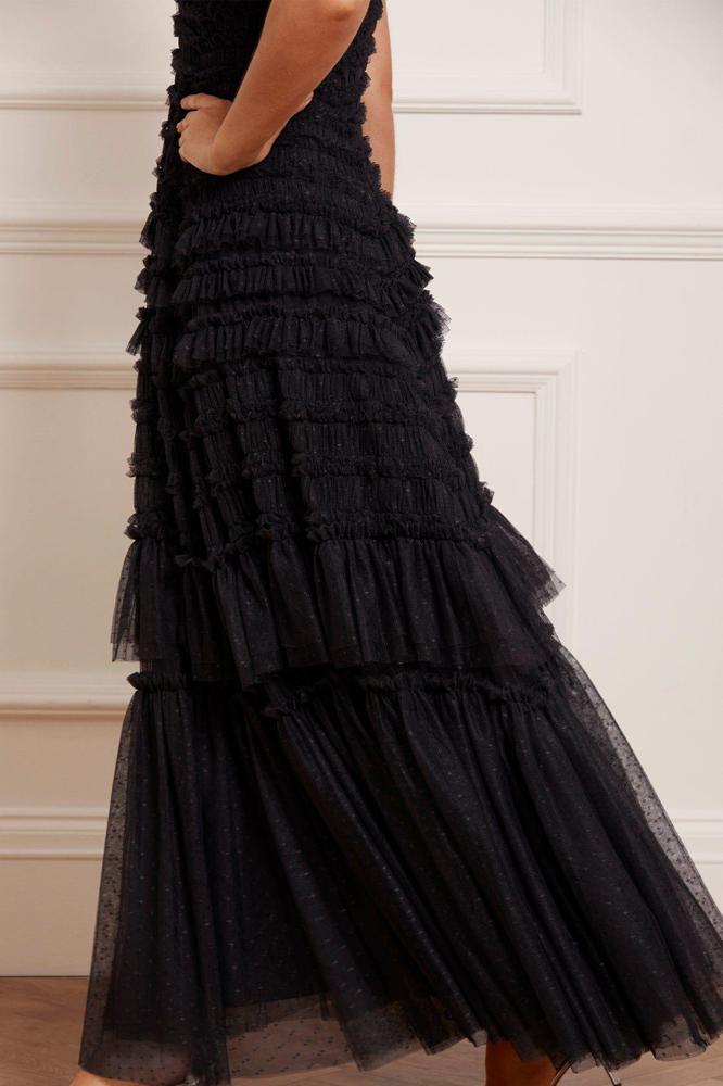 Needle & Thread SPRING/SUMMER Valentine Ruffle Gown - black