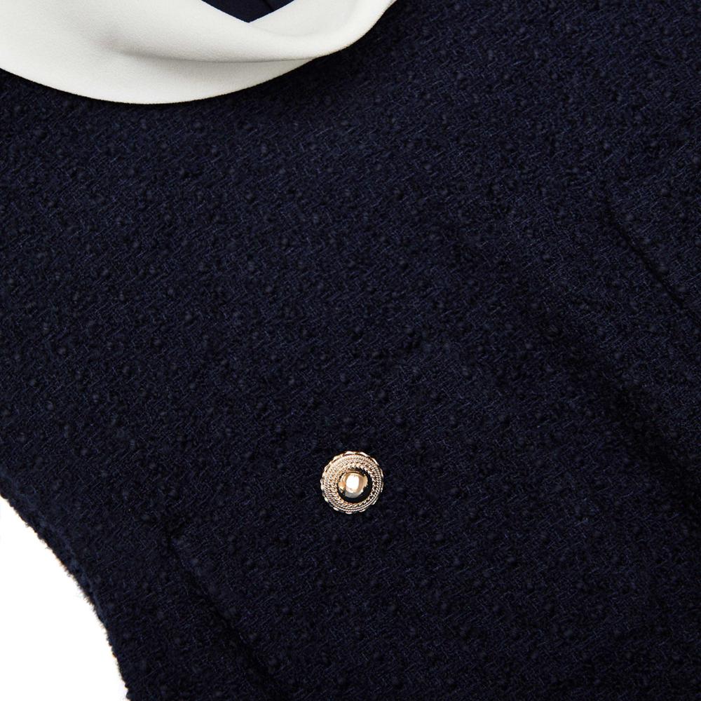 SP VIP PRICE Navy Boucle Sleeveless Midi Dress