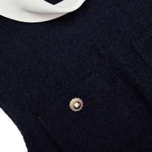 SP VIP PRICE Navy Boucle Sleeveless Midi Dress