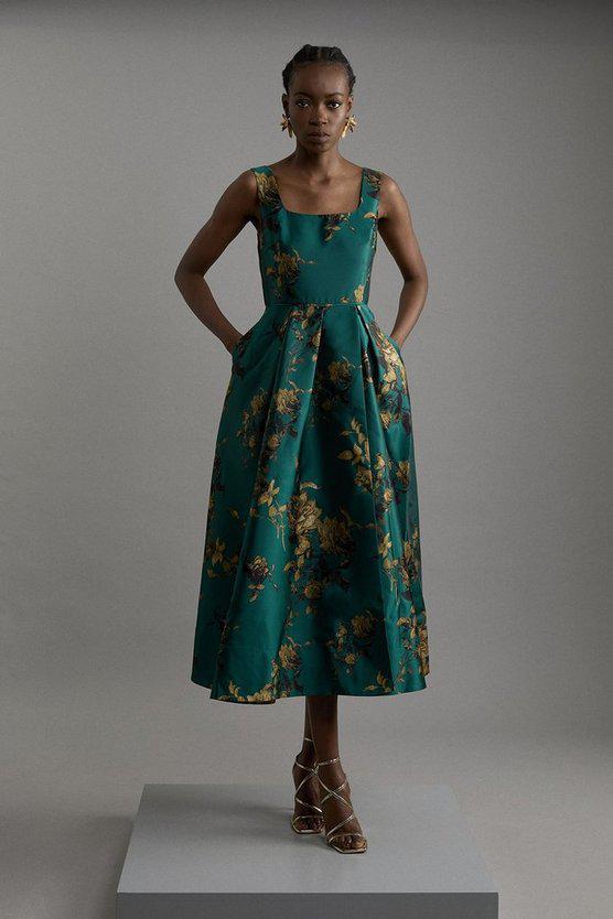 Karen Millen UK SALE Floral Print Woven Midaxi Dress