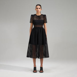 SELF PORTRAIT BLACK FRIDAY SALE Black Grid Lace Midi Dress