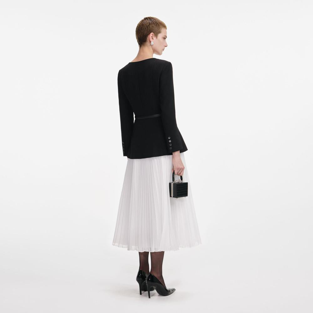 SP VIP PRICE Black Long Sleeve Contrast Chiffon Midi Dress
