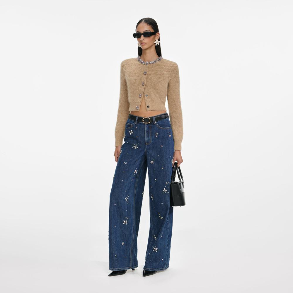SP VIP PRICE Blue Embellished Wide Leg Jeans