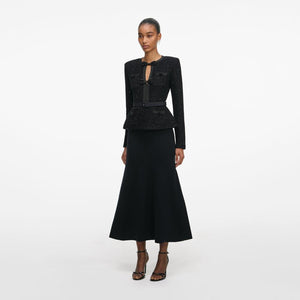SP VIP PRICE Black Sequin Knit Tailored Midi Dress