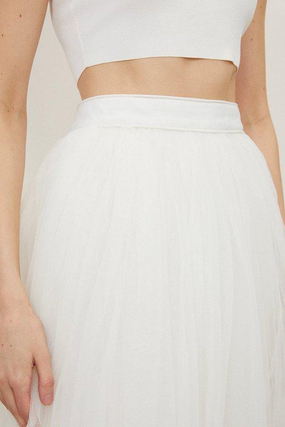 Karen Millen UK SALE Lydia Millen Tulle Woven Maxi Skirt - ivory