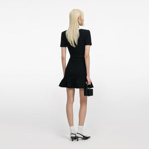 SP VIP PRICE Black Floral Textured Knit Mini Dress