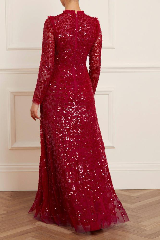 Needle & Thread CYBER SALE Aurelia Long Sleeve Gown - red